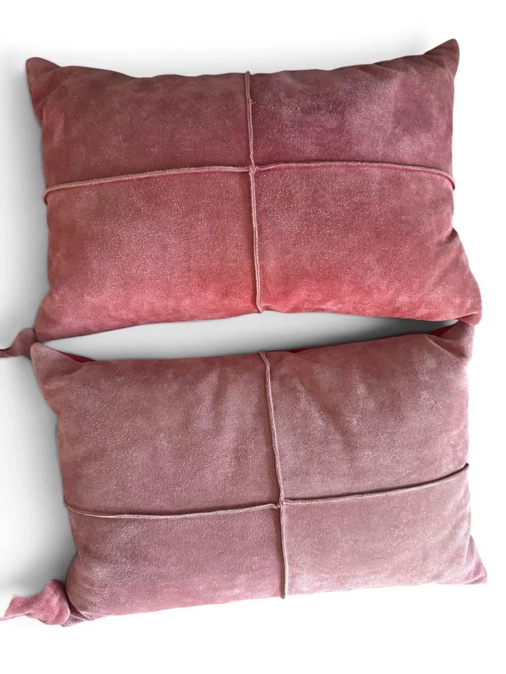 Crate & Barrel Suede Pillow Set of 4 Soft Faded Red Accent Home Decor 12 x 18